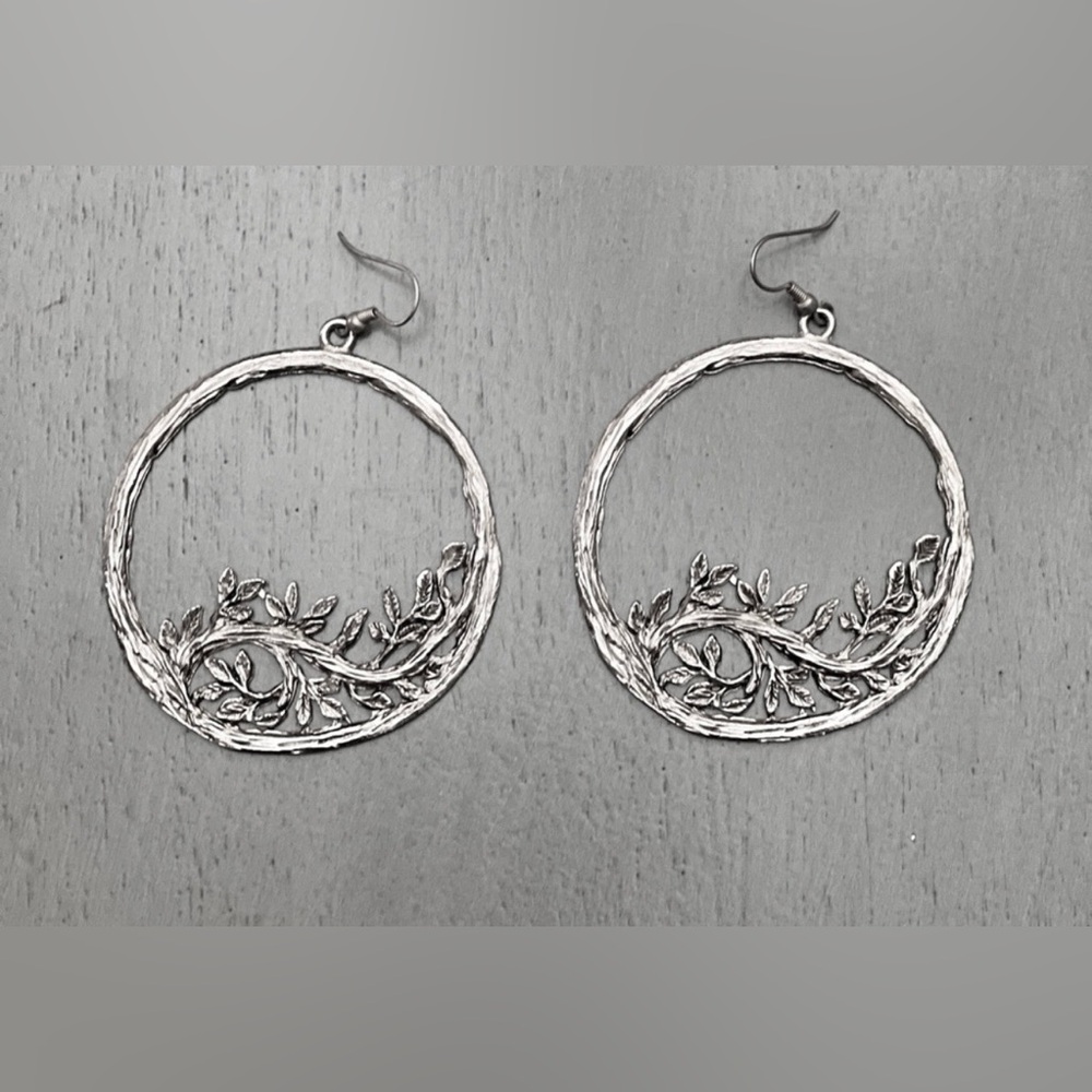 Skova Rare Soul Silver Tree of Life Bohemian Wanderlust Hoop Earrings